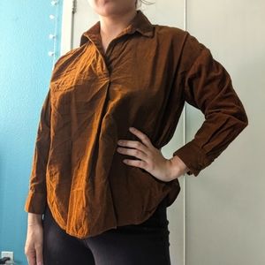 UNIQLO Corduroy Relaxed Half Button Shirt
